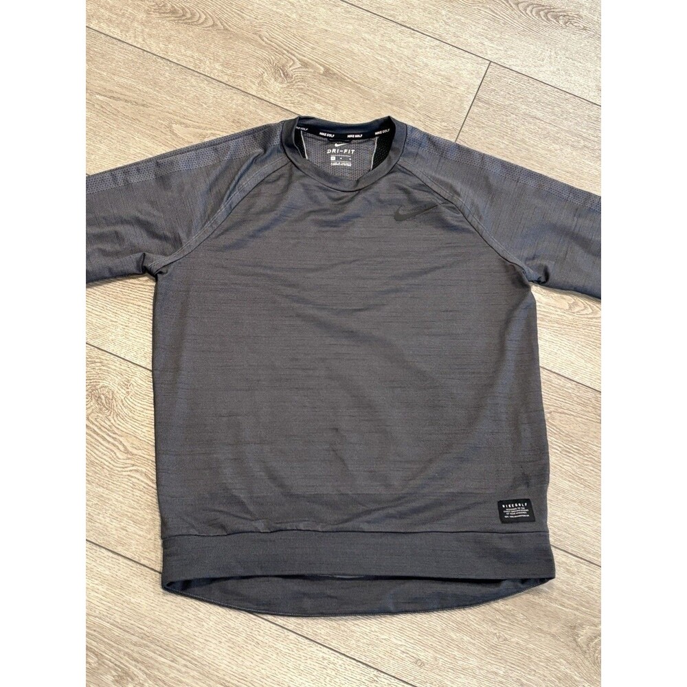 Nike Golf Dri Fit Grey Long Sleeve Crew Neck Pullover Swoosh Mens‎ Medium